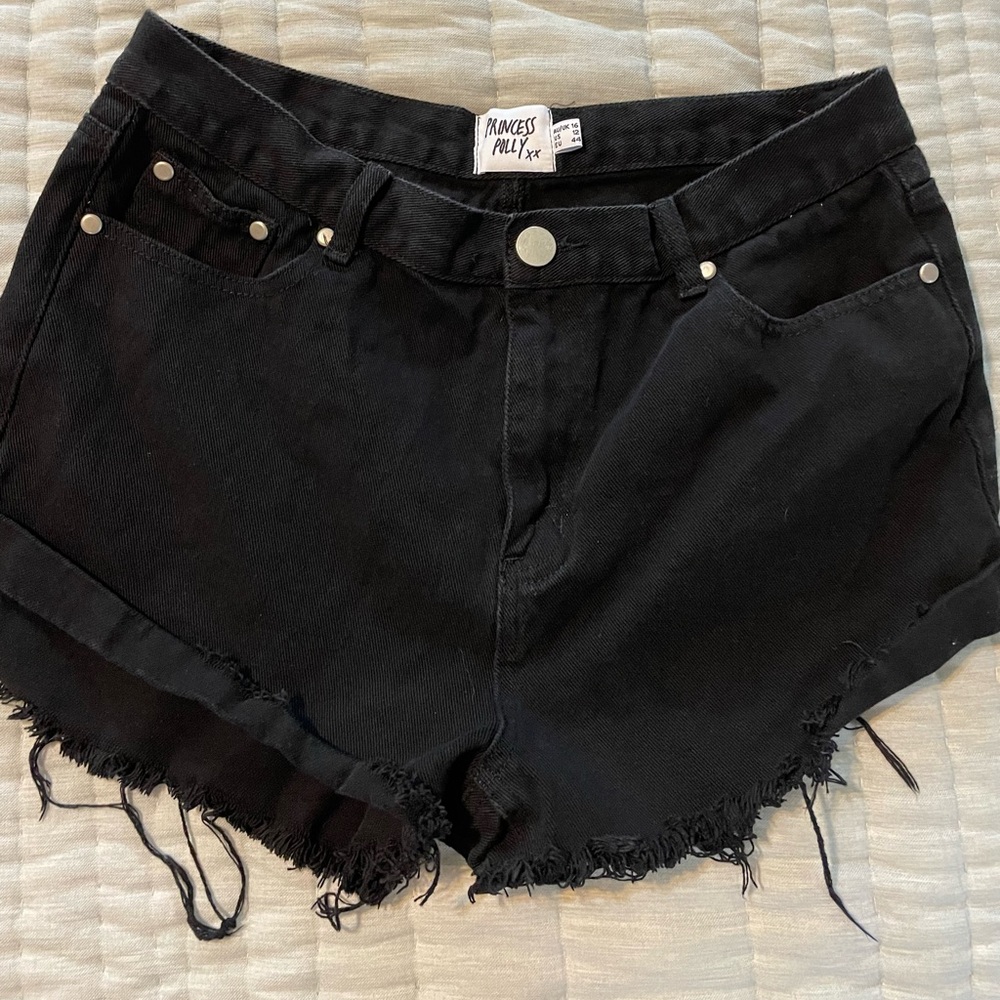 Princess Polly black jean shorts
